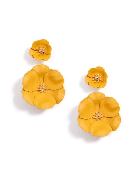 earrings - Flower Power Drop Earrings - Girl Intuitive - Zenzii - Orange