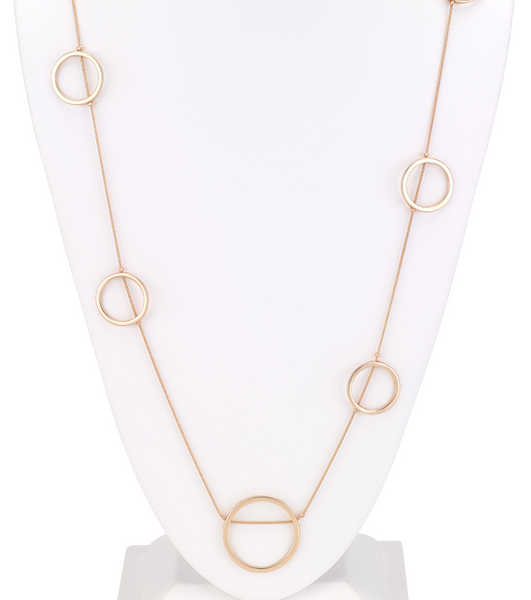 Necklace - Floating Rings Long Necklace - Girl Intuitive - Island Imports - 36" / Gold