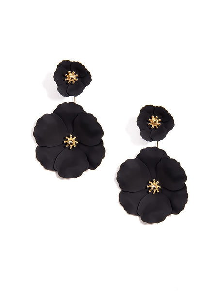 earrings - Flower Power Drop Earrings - Girl Intuitive - Zenzii - Black