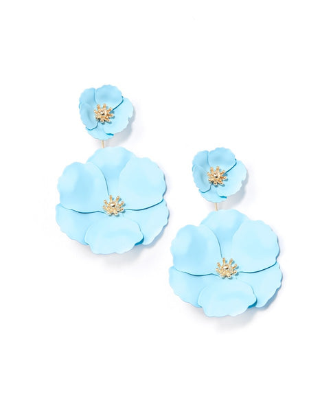 earrings - Flower Power Drop Earrings - Girl Intuitive - Zenzii - Blue