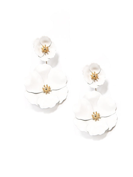 earrings - Flower Power Drop Earrings - Girl Intuitive - Zenzii - White