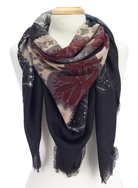 Scarves - Folk Design Scarves - Girl Intuitive - Island Imports - Black