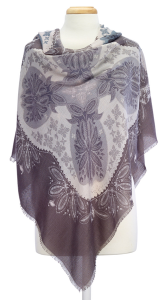 Scarves - Folk Design Scarves - Girl Intuitive - Island Imports - Grey