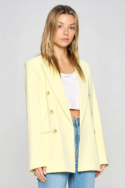 Jacket - Fore Collection Double Breasted Blazer Lemon Yellow - Girl Intuitive - Fore Collection -