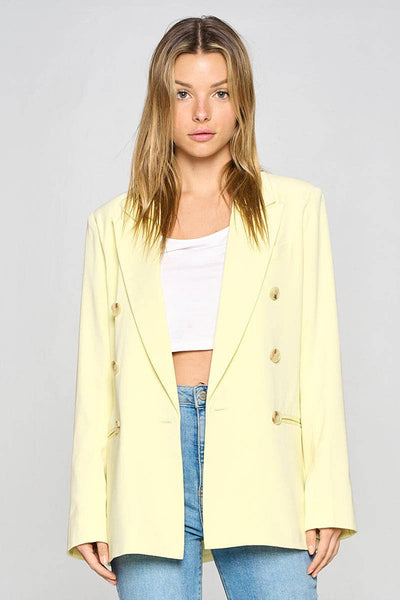 Jacket - Fore Collection Double Breasted Blazer Lemon Yellow - Girl Intuitive - Fore Collection -