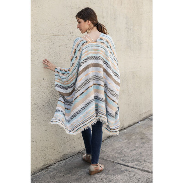Kimono - Geometric Stripe Jacquard Kimono - Girl Intuitive - Leto -