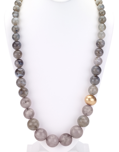 Necklace - Graduated Beaded Necklace in Gray Hues - Girl Intuitive - Island Imports -