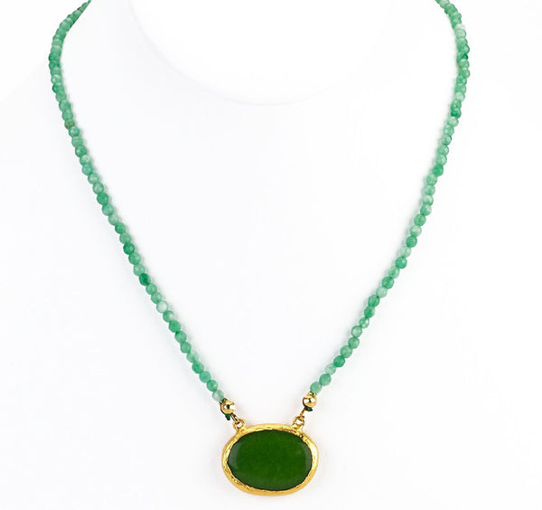 Necklace - Green Agate Stone Beaded Strand - Girl Intuitive - Island Imports -