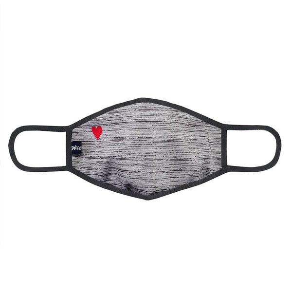 Mask - Grey Color with Small Corner Red Heart Print Washable Mask - Girl Intuitive - Urban X -