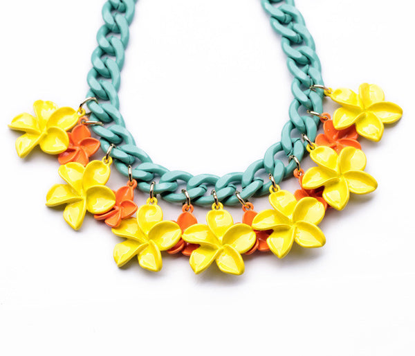 Necklace - Hawaiian Flowers Link Necklace - Girl Intuitive - Girl Intuitive -