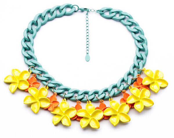 Necklace - Hawaiian Flowers Link Necklace - Girl Intuitive - Girl Intuitive -