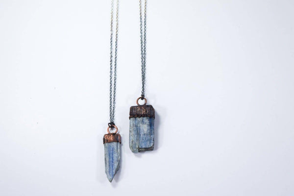 Necklace - Hawkhouse 24" Sterling Silver Raw Kyanite Crystal Pendant - Girl Intuitive - Hawkhouse -