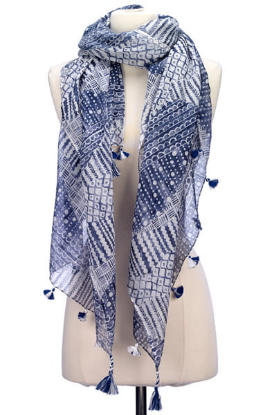 Scarves - Indian Indigo Blue Scarf - Girl Intuitive - Christian Livingston - Blue / A