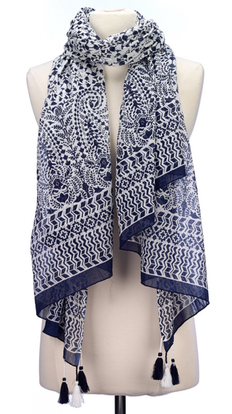 Scarves - Indian Indigo Blue Scarf - Girl Intuitive - Christian Livingston - Blue / C