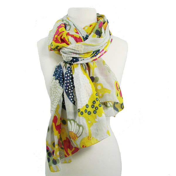 Scarves - Japanese Garden Scarf - Cream - Girl Intuitive - WorldFinds -