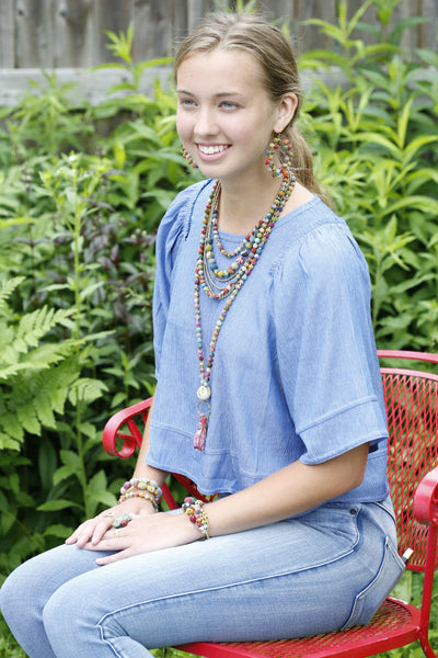 Necklace - Kantha Tassel Long Necklace - Girl Intuitive - WorldFinds -