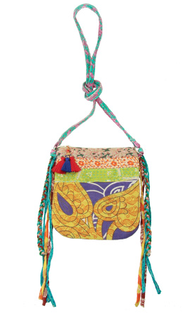 Bags - Kantha Patchwork Fringe Crossbody Handbag - Girl Intuitive - WorldFinds -