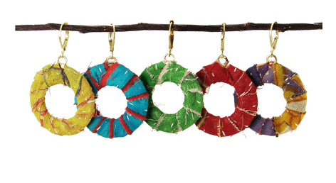 earrings - Kantha Wrap Hoop Earrings - Girl Intuitive - WorldFinds -