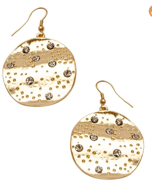 earrings - Karine Sultan Drop Disc Earrings with Amber Crystals - Girl Intuitive - Karine Sultan -