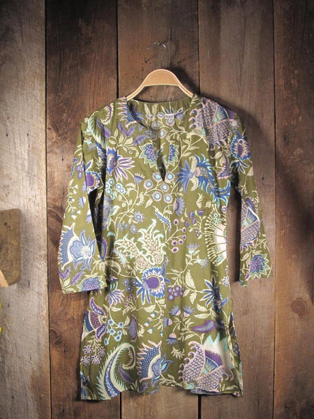 Tunic - Tunic in Olive and Lilac - Girl Intuitive - Nusantara -