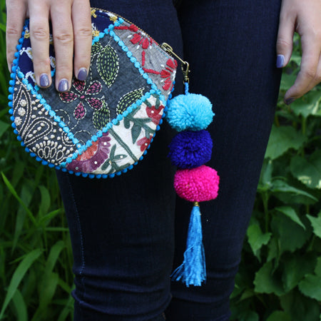 Bags - Kutch Pom Pom Coin Purse - Girl Intuitive - WorldFinds -
