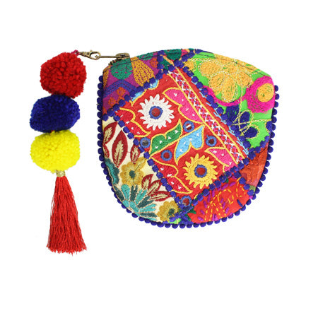 Bags - Kutch Pom Pom Coin Purse - Girl Intuitive - WorldFinds -