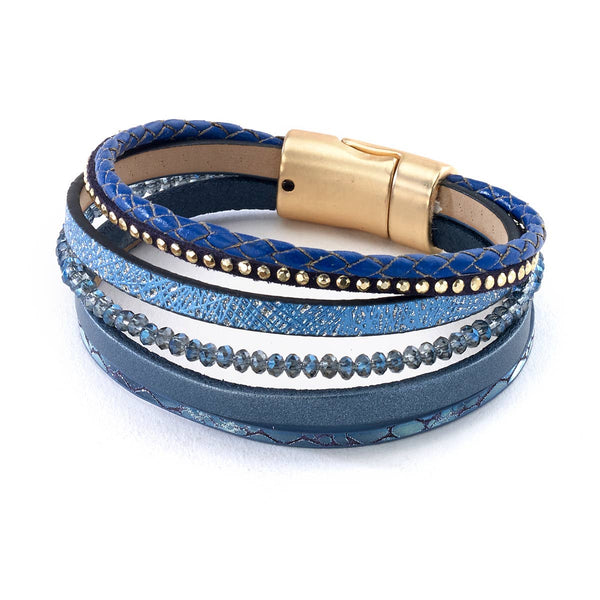 bracelet - Lapis Blue Leather Bracelet - Girl Intuitive - Island Imports -