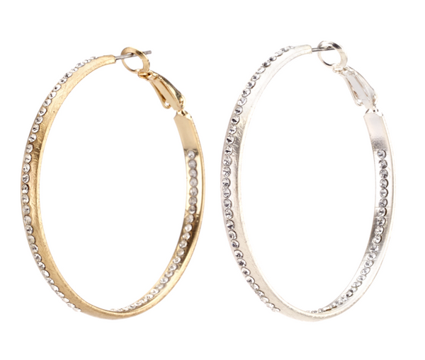 earrings - Large Crystal Hoop Earrings - Girl Intuitive - Island Imports -