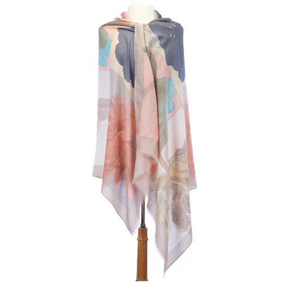 Scarves - Large Flower Lightweight Scarf - Girl Intuitive - Island Imports - Beige