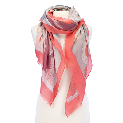 Scarves - Large Flower Lightweight Scarf - Girl Intuitive - Island Imports - Red