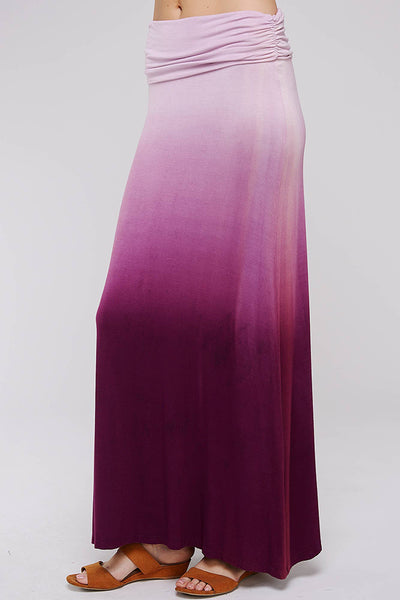 Skirt - Lavender Ombre Dip Tie-Dye Banded Maxi Skirt - Girl Intuitive - Urban X -