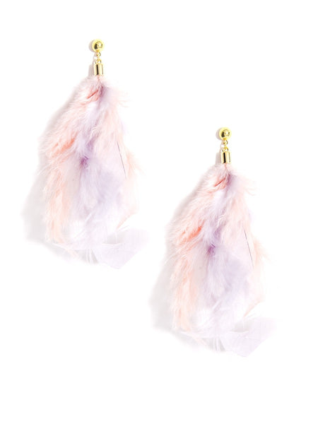 earrings - Layered Feathers Drop Earrings - Girl Intuitive - Zenzii -