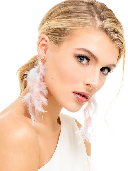 earrings - Layered Feathers Drop Earrings - Girl Intuitive - Zenzii -