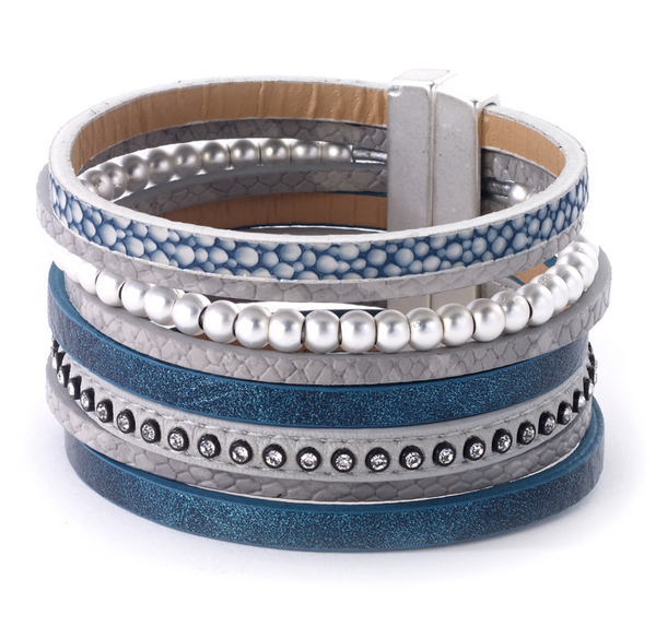 bracelet - Leather Combo Cuff Bracelet - Girl Intuitive - Island Imports -