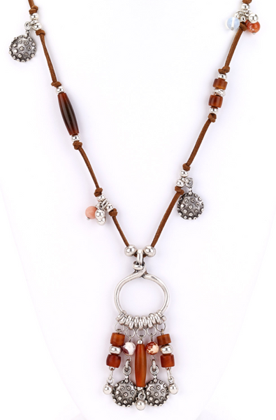 Necklace - Leather Necklace with Turkish Charms - Girl Intuitive - Island Imports -