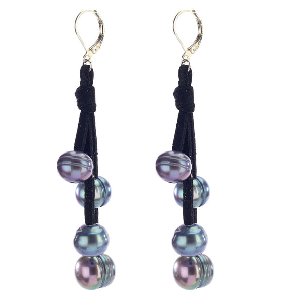 earrings - Pearl Drop Leather Earrings - Girl Intuitive - Island Imports -