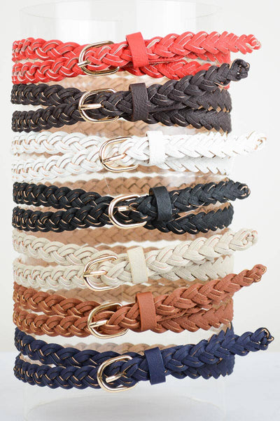 Belt - Faux Leather Skinny Braided Belt - Girl Intuitive - Leto -