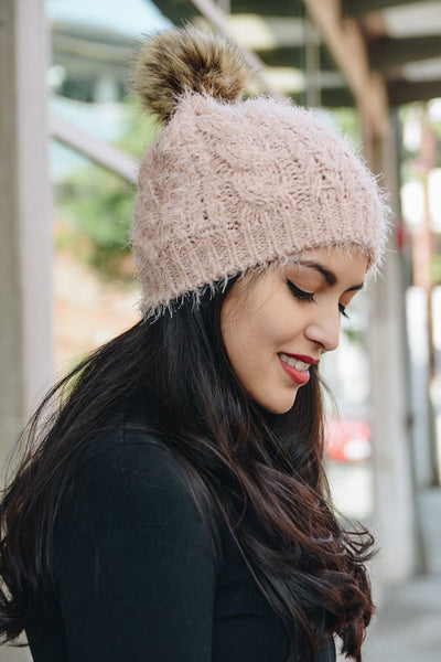 hat - Mohair Knit Pom Beanie - Girl Intuitive - Leto -