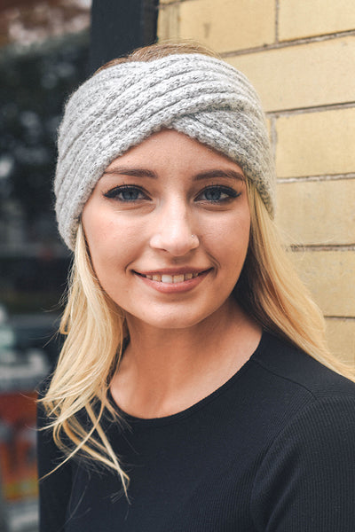 Headband - Cross Over Knit Headband - Girl Intuitive - Leto - One Size / Gray