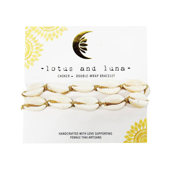 Necklace - Lotus and Luna Shell Choker or Double Wrap Bracelet - Girl Intuitive - Lotus and Luna -
