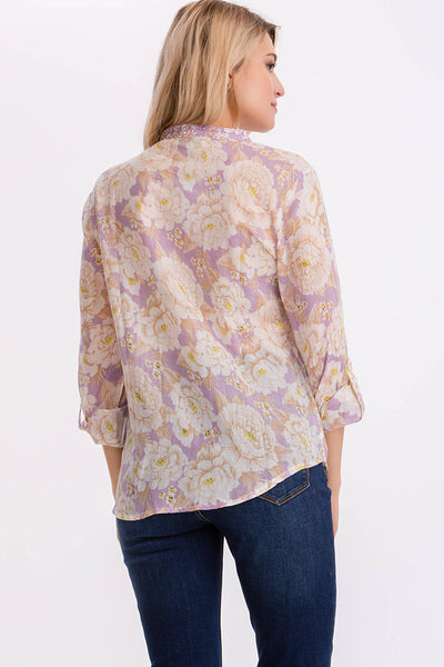 Tunic - Floral Printed Tunic with Lavender Embroidery - Girl Intuitive - Magazine Clothing -