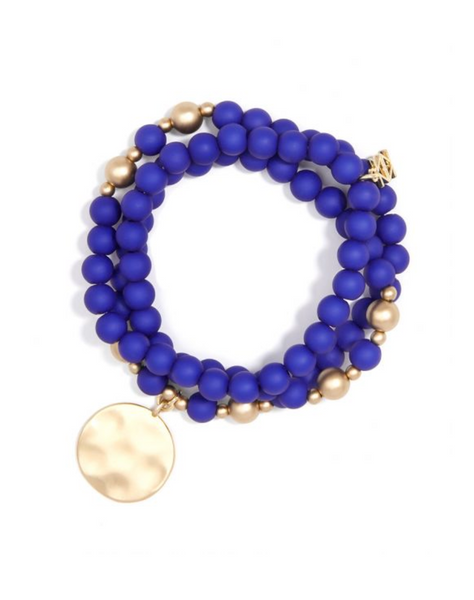 bracelet - Matte Beaded Wrap Charm Bracelet - Girl Intuitive - Zenzii - Blue