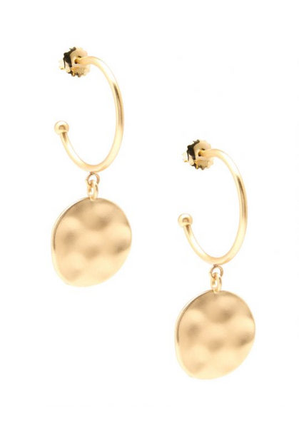earrings - Medallion Charm Hoop Earring - Girl Intuitive - Zenzii -