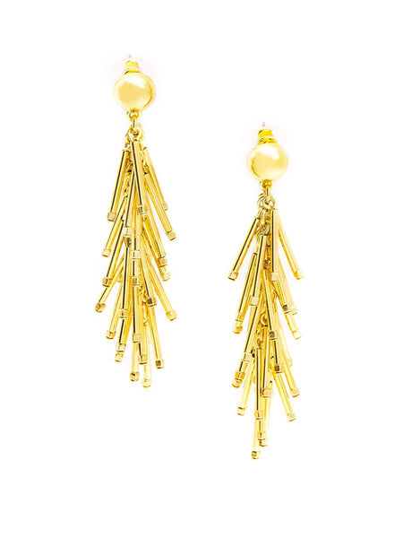 earrings - Metal Cascading Fringe Drop Earrings - Girl Intuitive - Zenzii - Gold