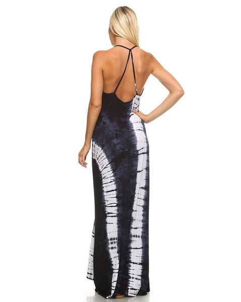 Dresses - Midnight Navy Crystal Bamboo Tie Dye Maxi Dress - Girl Intuitive - Urban X -