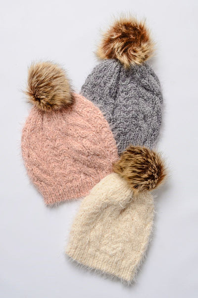 hat - Mohair Knit Pom Beanie - Girl Intuitive - Leto -