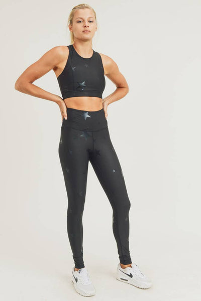 Leggings - Mono B Black Star Foil Highwaist Leggings - Girl Intuitive - Mono B -