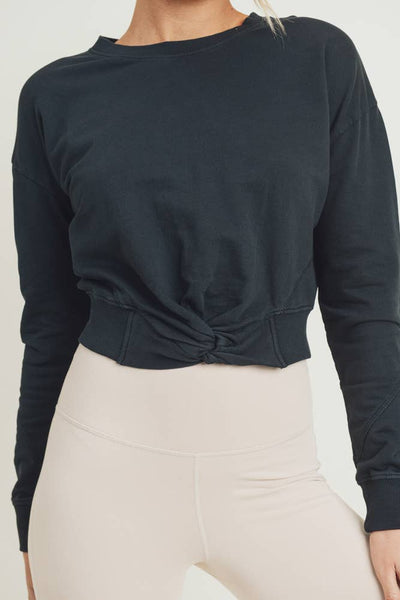 Sweatshirts - Mono B Pigment-Dyed Twist-Front Terry Cotton Pullover - Girl Intuitive - Mono B -
