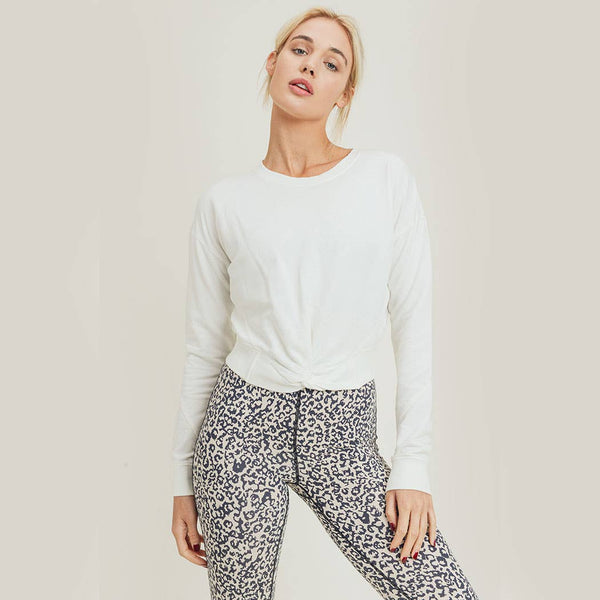 Sweatshirts - Mono B Pigment-Dyed Twist-Front Terry Cotton Pullover - Girl Intuitive - Mono B - S / White