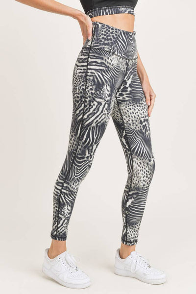 Leggings - Mono B Safari Print Highwaist Leggings - Girl Intuitive - Mono B -